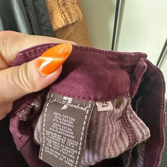 7 for all mankind cranberry stretch cigarette skinny denim jeans pants - Picture 4 of 5